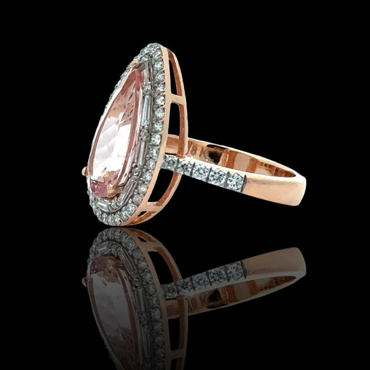 Morganite, Diamond 18K White and Rose Gold Ring