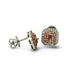 Modern Natural Fancy Pink and White Diamond 18K White Gold Earrings