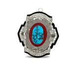 NYC Designer David Webb Diamond, Coral, Onyx, Turquoise, Rock Crystal Platinum, 18K Yellow Gold Necklace