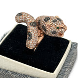 Effy White and Black Diamond, Emerald and 14K Rose Gold Panther Ring