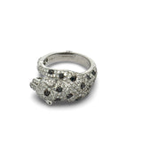 Effy White and Black Diamond, Emerald and 14K White Gold Panther Ring