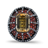 Citrine, Orange Sapphire, Diamond Designer Ring
