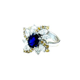 Estate Gem 1.16 ct Oval Sapphire & 1.37 cttw Fancy Yellow & White Diamond Platinum Ring 15077