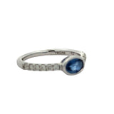Fine Blue Sapphire and Diamond 14Kt White Gold Ring