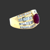 Oval Ruby, Diamond and 18K Yellow Gold Ring
