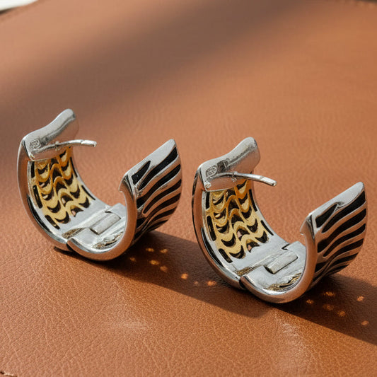 Roberto Coin "Animalier" Diamond and Enamel 18K White and Yellow Gold Earrings
