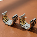 Roberto Coin "Animalier" Diamond and Enamel 18K White and Yellow Gold Earrings