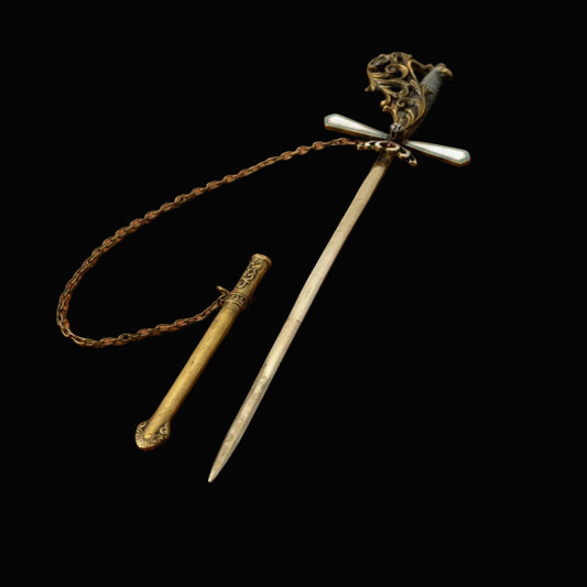 Victorian Royalty Sword French Enamel and Diamond Brooch