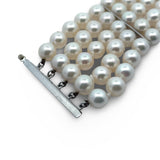 Italian 5 Row 7.75-8.50mm Cultured Pearl 14K White Gold Wide Bracelet