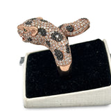 Effy White and Black Diamond, Emerald and 14K Rose Gold Panther Ring