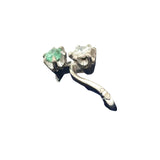 Retro Diamond and Emerald Bypass Platinum Ring