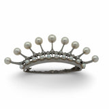 Designer Mikimoto Cultured Pearl and Platinum Crown Brooch