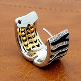 Roberto Coin "Animalier" Diamond and Enamel 18K White and Yellow Gold Earrings