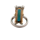 Estate Custom 4.45 ct Elongated Cut Tourmaline Diamond Citrine Platinum/18K Yellow Gold Ring 15699