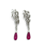 Designer Bergio Diamond and Rubellite 18kt White Gold Earrings
