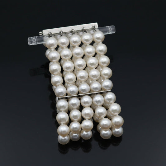 Italian 5 Row 7.75-8.50mm Fine Cultured Pearl 14K White Gold Wide Bracelet