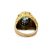 1970's Designer Sapphire and Diamond 18k Yellow and White Gold Ring
