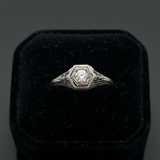 Art Deco 1920's Diamond Filigree 18K White Gold Ring