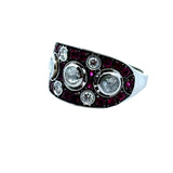 Rose Cut Diamond, Ruby, and 14K White Gold Ring