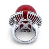 Coral, Diamond and Platinum Statement Ring