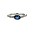 Fine Blue Sapphire and Diamond 14Kt White Gold Ring