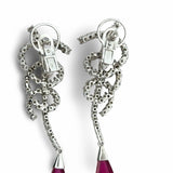 Designer Bergio Diamond and Rubellite 18kt White Gold Earrings