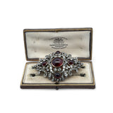 Victorian 1880's Diamond and Garnet 14k White Gold and Silver Pendant/Brooch