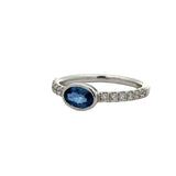 Fine Blue Sapphire and Diamond 14Kt White Gold Ring