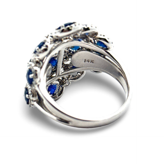 Effy Sapphire, Diamond and 14K White Gold Ring