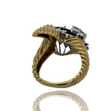 Vintage Diamond and Sapphire Freeform 14k Yellow and White Gold Ring