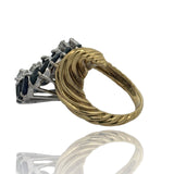 Vintage Diamond and Sapphire Freeform 14k Yellow and White Gold Ring