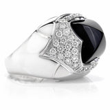 Bvglari Onyx, Diamond and 18K White Gold Ring