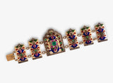 Estate Made In France For Blums & Vogue Of Chicago Diamond Emerald Ruby 18K Yellow Gold Polychrome Enamel Bracelet 14100