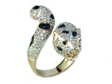 Effy White and Black Diamond, Emerald and 14K Rose Gold Panther Ring