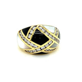 New Designer Asch Grossbardt Onyx Mother Of Pearl Diamond Ring 13814