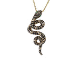 E.H. Collection 1.21 cttw Diamond and Emerald Snake Pendant With Chain 12919