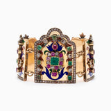 Estate Made In France For Blums & Vogue Of Chicago Diamond Emerald Ruby 18K Yellow Gold Polychrome Enamel Bracelet 14100