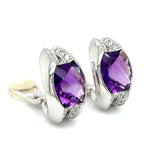 New Designer Rina Limor 17.07 ct Amethyst .58 cttw Diamond Earrings 13766