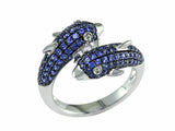 E.H. Collection 1.22 cttw Sapphire and Diamond Dolphin Ring 12870