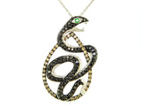 Effy Espresso and Black Diamond, Emerald and 14K White Gold Snake Necklace
