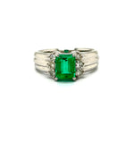 Estate 1.02 ct Emerald & Diamond Platinum Ring 13113