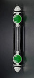 Art Deco Reproduction Aristocrat Jade and Diamond 14K White Gold Brooch/Pendant