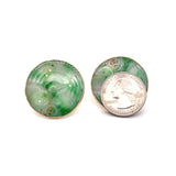 Estate Carved Jade & 14K Yellow Gold Cuff Links 30mm 13776