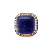 Estate 53.20 ct Tanzanite Sugarloaf & Diamond Ring 12549