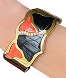 Italian Estate .55 cttw Diamond Coral and Onyx Bangle 11969