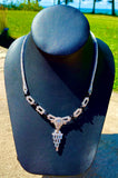 Classy Estate 12.00 ctw Diamond Onyx Platinum Necklace 14105