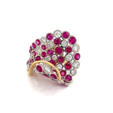 Estate Italian Designer Ruby Diamond Ring 12019